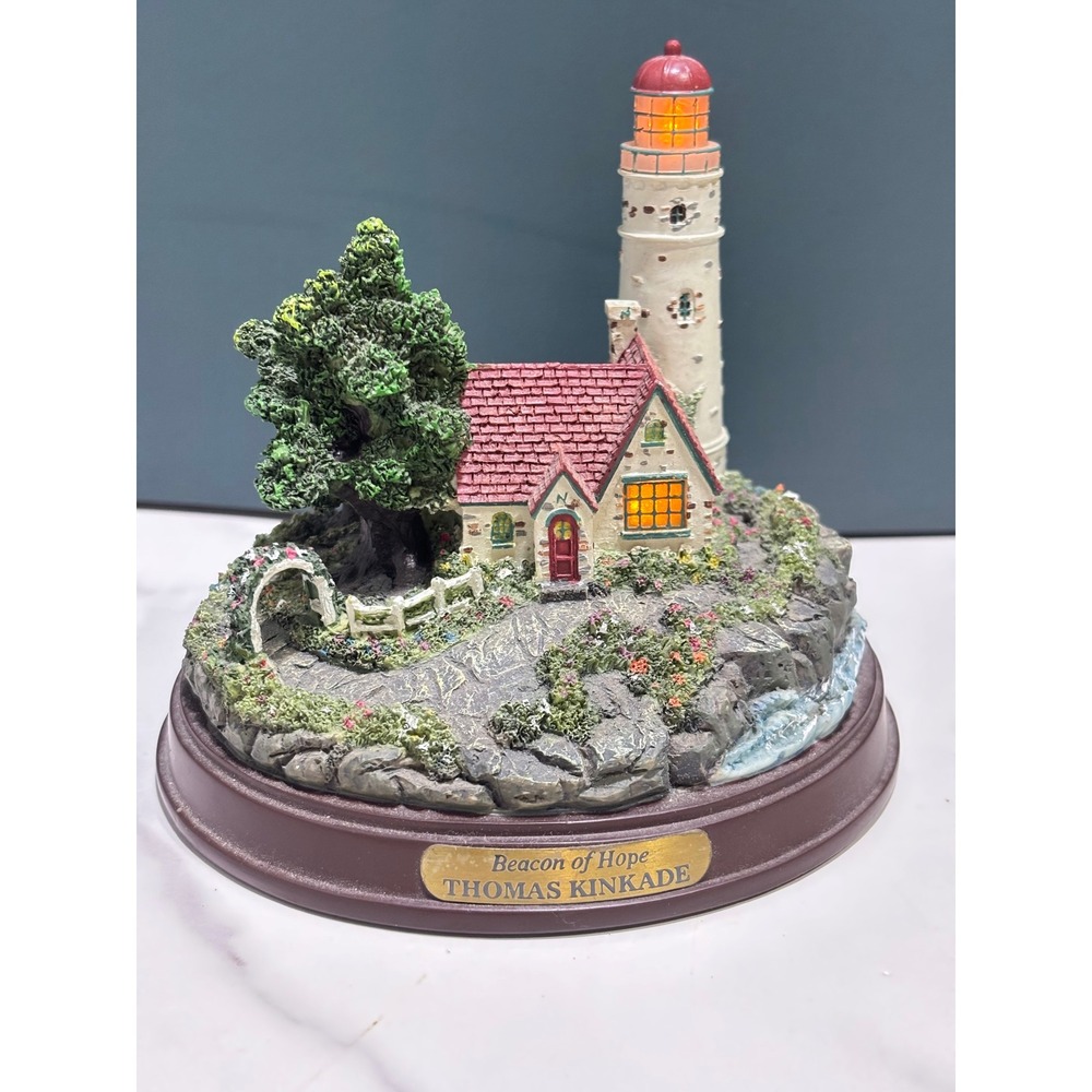 Thomas Kinkade Beacon of Hope Lighted Lighthouse Cottage Figurine Sculpture